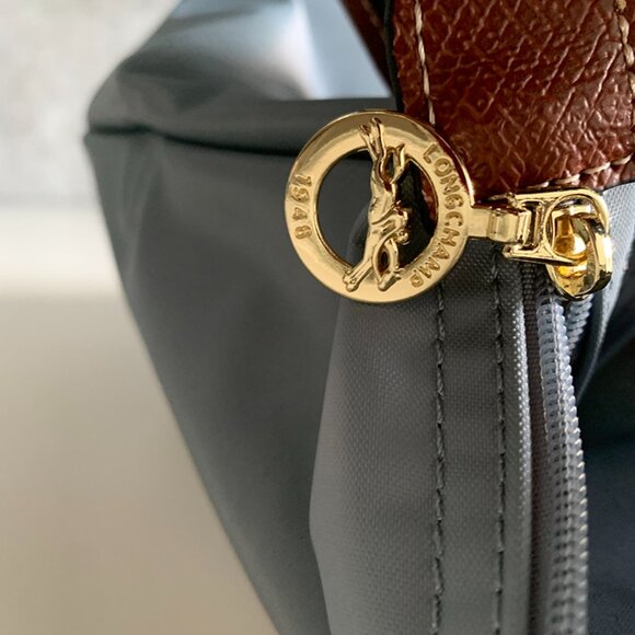 Longchamp Grey Blue Long Handle Folding Bag - Picture 7 of 7